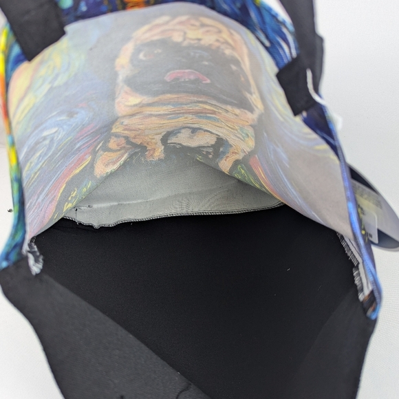 Tote Bag Fawn Pug Night By Aja Trier Poly Poplin Multicolor NWT - Picture 7 of 9